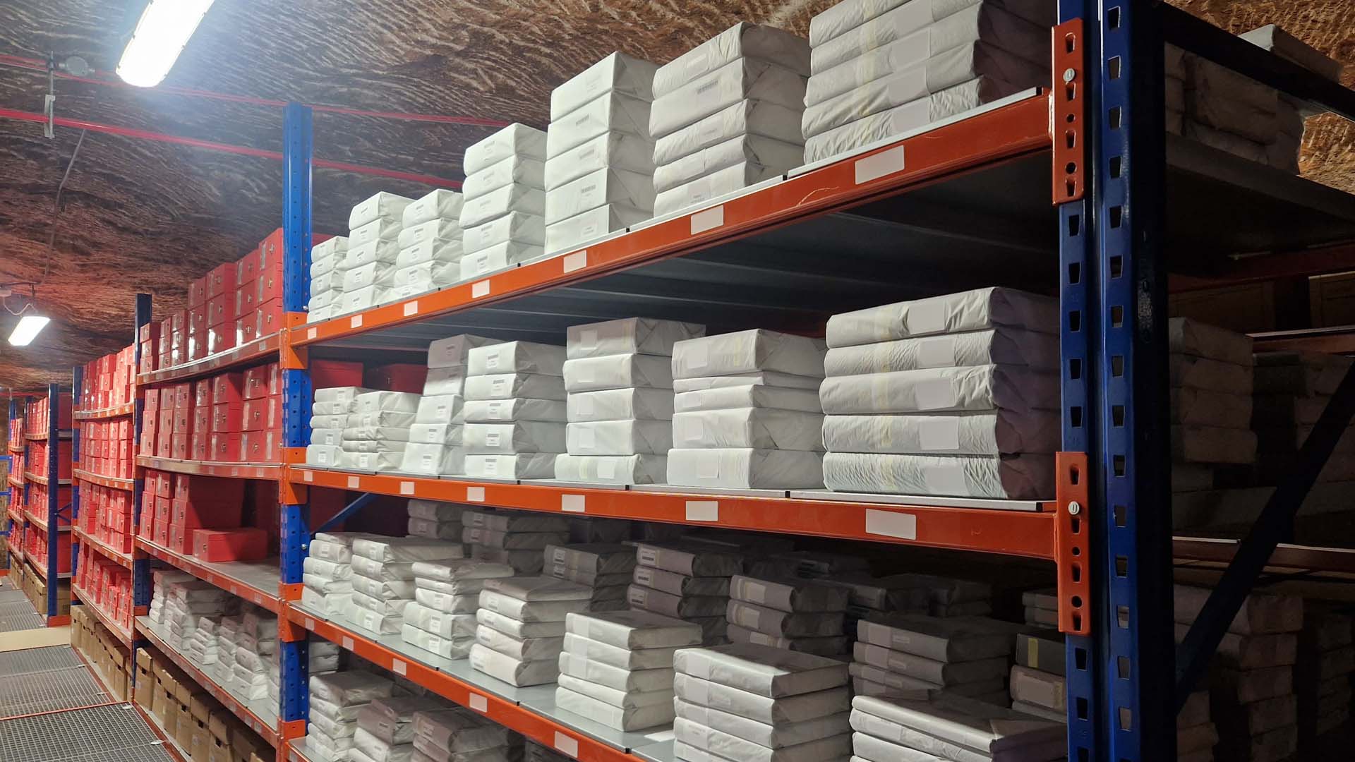 Historic books in storage at DeepStore